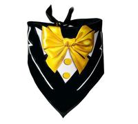 Jan Jean Pet Tuxedo Print Bandana Looks Like A Real Tuxedo Shirt With Bow Tie Self-fastening Scarf For Weddings Photos Yellow Bowtie One Size