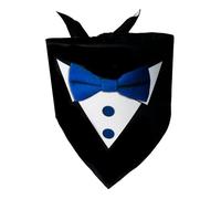 Jan Jean Pet Tuxedo Print Bandana Looks Like A Real Tuxedo Shirt With Bow Tie Self-fastening Scarf For Weddings Photos Blue Bowtie One Size