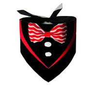 Jan Jean Pet Tuxedo Print Bandana Looks Like A Real Tuxedo Shirt With Bow Tie Self-fastening Scarf For Weddings Photos Red Bowtie One Size