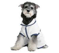 Jan Jean Plush Dog Bathrobe Fast Drying Super Absorbent Robe With Adjustable Belly Strap After Bath Towel For Puppies White L