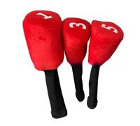 Jan Jean Plush Golf 1 3 5 Wood Head Covers 3 Pack Light Soft Protective Sleeve for Golf Clubs Red One Size