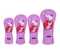 Jan Jean Premium Golf Head Protectors Embroidered Artwork 4-in-1 Set Compatible 1 3 5 UT Clubs Purple One Size
