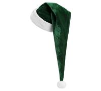 Jan Jean Premium Plush Christmas Beanie for Adults Soft Stretch Santa Hat with Fuzzy Ball Comfort Fit for All-Day Wear Dark Green One Size