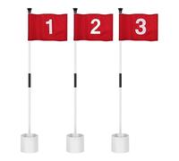 Jan Jean Pro 83cm Golf Green Flag Pole - Practice Set with Cup - Course Green Training Supplies 3 Sets One Size