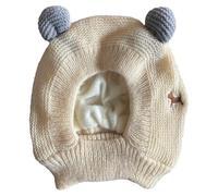 Jan Jean Quiet Ears Dog Hat Breathable Knitted Ear Cover For Noise Protection Pet Snood Head Wrap Ear Muffs Beige One Size