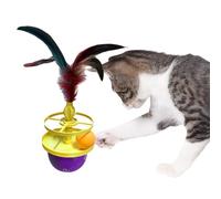 Jan Jean Rotating Ball Cat Toy With Feather Sliding Track Interactive Kitten Teaser For Play And Chasing Games Type B One Size