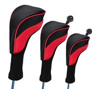 Jan Jean Traditional Extended Golf Head Cover Full Wrap Protection Trendy Style For All Golf Woods Red 1 3 5 3Pcs/Set One Size