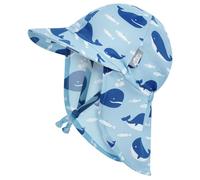 JAN & JUL Baby Sun-Hat with Neck Flap for Boys, Adjustable Beach Cap for Swimming (Blue Whale, Size XS: 0-3m)