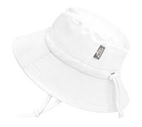 JAN & JUL Beach Bucket Hat for Baby Toddler with Strap (M: 6-24 Months, White)