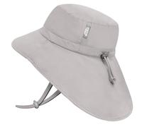 JAN & JUL Boys and Girls' Cotton Sun-Hat with Neck Flap, Adjustable Beach Hat for Toddlers (L: 2-5 Years, Ash Grey)