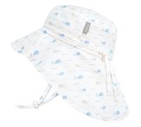 JAN & JUL Boys' Cotton Sun-Hat with Neck Flap, Adjustable Beach Hat for Toddlers (L: 2-5 Years, Whale Tales)
