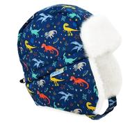 JAN & JUL Boys' Waterproof Adjustable Trapper Hat with Chin Strap for Winter and Snow (Space Dinos, Size XL)
