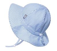 JAN & JUL Breathable Summer Boy Floppy Sun-Hat with Strap (XL: 5-12 Years, Blue Stripes)