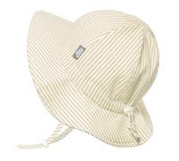 JAN & JUL Cotton Sun-Hat for Boys and Girls, Beach Hat with UV Protection for Kids (XL: 5-12 Years, Beige Stripes)