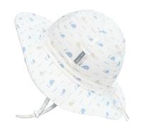 JAN & JUL Cotton Sun-Hat, Packable Summer Beach Hat with Chin Strap for Toddlers (L: 2-5 Years, Whale Tales)