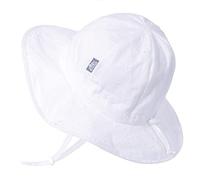 JAN & JUL Floppy Sun-Hat for Toddler Girls Adjustable, 50+ UPF (L: 2-5 Years, White Eyelet)