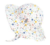 JAN & JUL Girls' Cotton Sun-Hat, Size Adjustable Summer Floppy Hat for Babies (S: 0-6 Months, Meadow Flowers)