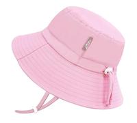 JAN & JUL Girls' Quick Dry Bucket Hat for Swimming, Water Resistant Beach Hat for Babies (Pink Sorbet, S: 0-6 Months)
