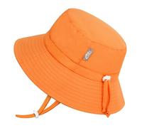 JAN & JUL Quick Dry Bucket Hat for Swimming, Foldable Summer Beach Hat for Babies (S: 0-6 Months, Bright Orange)