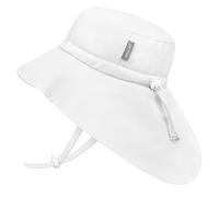 JAN & JUL Quick Dry Sun-Hat with Neck Flap for Swimming, Packable Beach Hat for Toddlers and Kids (L: 2-5 Years, White)