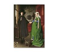 Jan-van-Eyck Famous Paintings wall art Reproduction'The Portrait of Giovanni Arnolfini and his'Giclee Print On Canvas-Portrait Pictures On Canvas Artwork Prints 50x75cm(20x30in)Frameless