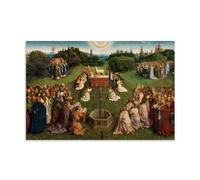Jan Van Eyck Painter Works《The Ghent Altarpiece Adoration of The Mystic Lamb》Printed Posters Painting On Canvas Wall Art Scroll Picture Print Living Room Walls Decor Homes 08x12inch(20x30cm)