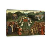 Jan van Eyck Poster Adoration of the Mystic Lamb Canvas Wall Art - Portrait Poster Fine Art Prints for Living Room Home Decor 90x60cm(35x24in) Framed