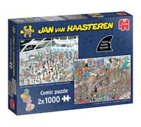 Jan Van Haasteren 2 in 1 Puzzle - Large 1000Pc Jigsaw Puzzles - Give us some Space & All Dressed Up - 1000 Piece Adults Puzzle - 100% Recycled Cardbo