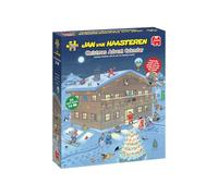 Jan Van Haasteren Christmas Advent Calendar - 24 Days of Puzzles, Puzzle the Scene Behind the Curtains - Fun 54 Piece Adults Puzzle & Comic Puzzle -100% Recycled Cardboard Jigsaw Puzzle for Adults