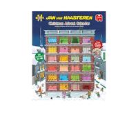 Jan Van Haasteren Christmas Advent Calendar - 24 Days of Puzzles, Puzzle the Scene Behind the Curtains - Fun 54 Piece Adults Puzzle & Comic Puzzle -100% Recycled Cardboard Jigsaw Puzzle for Adults