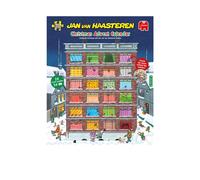 Jan Van Haasteren Christmas Advent Calendar - 24 Days of Puzzles, Puzzle the Scene Behind the Curtains - Fun 54 Piece Adults Puzzle & Comic Puzzle -100% Recycled Cardboard Jigsaw Puzzle for Adults
