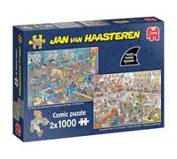 Jan Van Haasteren DIY Shop & Renovation Project - 2 x 1000 Piece Adults Puzzle - Set of 2 Large Jigsaw Puzzle for Adults - 100% Recycled Cardboard 1000Pc Comic Jigsaw & Poster - 68 x 49cm