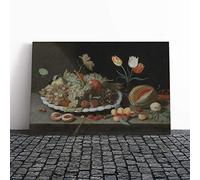Jan Van Kessel Still Life Fruit Canvas Print | Gallery Wrapped 30mm Frame Wall Art | 24x16 inches | Ready to Hang | Modern Still Life Picture | Living Room Bedroom Lounge Office