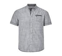 Jan Vanderstorm Milos Men's Short-Sleeved Shirt in Textured Linen Look Button-Down Collar Short Sleeve Chambray Shirt Made of 100% Cotton Large Sizes L-7XL, black, XL
