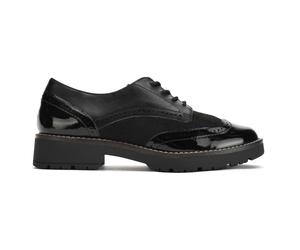 Jana Girls Patent Toe Lace-Up Shoes Black