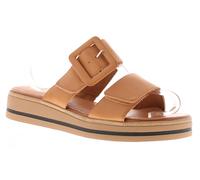 Jana Ladies Tan Buckled Jin Wedge Sandals, Size: 6.5