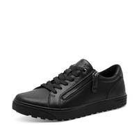 Jana Leather Women’s Flat Sneakers with Zip Casual, Black, 5 UK