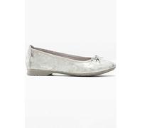 Jana Wide Fit Bow Toe Ballet Pumps Silver Metallic