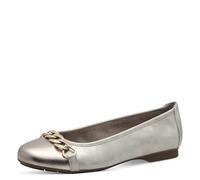 Jana Women's Vegan Ballet Flat Pump Ladies Shoes Beige/Gold Chain 8-22165-42