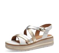 Jana Women’s Flat Sandals Platform Vegan, White/Metallic, 4 UK