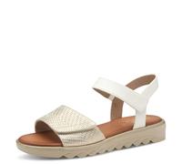 Jana Women’s Flat Sandals with Velcro Vegan, White/Gold, 6,5 UK