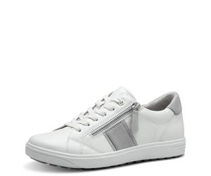 Jana Women’s Flat Sneakers Lace-Up with Zip, White/Lt Grey, 5 UK