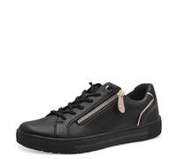 Jana Women’s Flat Sneakers with Zip Vegan, Black/Gold, 6,5 UK