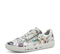 Jana Women’s Flat Sneakers with Zip Vegan, White/Flower, 4 UK