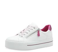 Jana Women’s Platform Sneakers with Zip Vegan, White/Fuxia, 6 UK