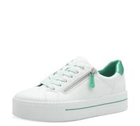 Jana Women’s Platform Sneakers with Zip Vegan, White/Green, 5 UK
