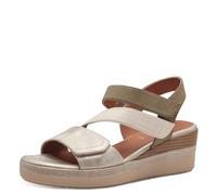 Jana Women’s Sandals with Wedge Heel Velcro Vegan, Beige/Sage, 4 UK