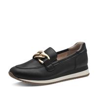 Jana Women's Elegant Sporty Loafer with Comfortable Multi-Width Vegan, Black Gold, 7.5 UK