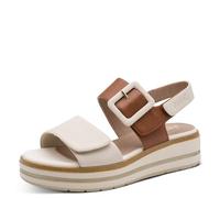 Jana Women's Wedge/Plat Sand MultiAdj+Vegan Wedge Sandals, Beige/Cognac, 37 EU