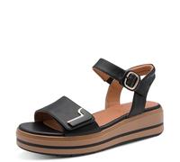 Jana Women's Wedge/Plat Sand MultiAdj+Vegan Wedge Sandals, Black, 39 EU